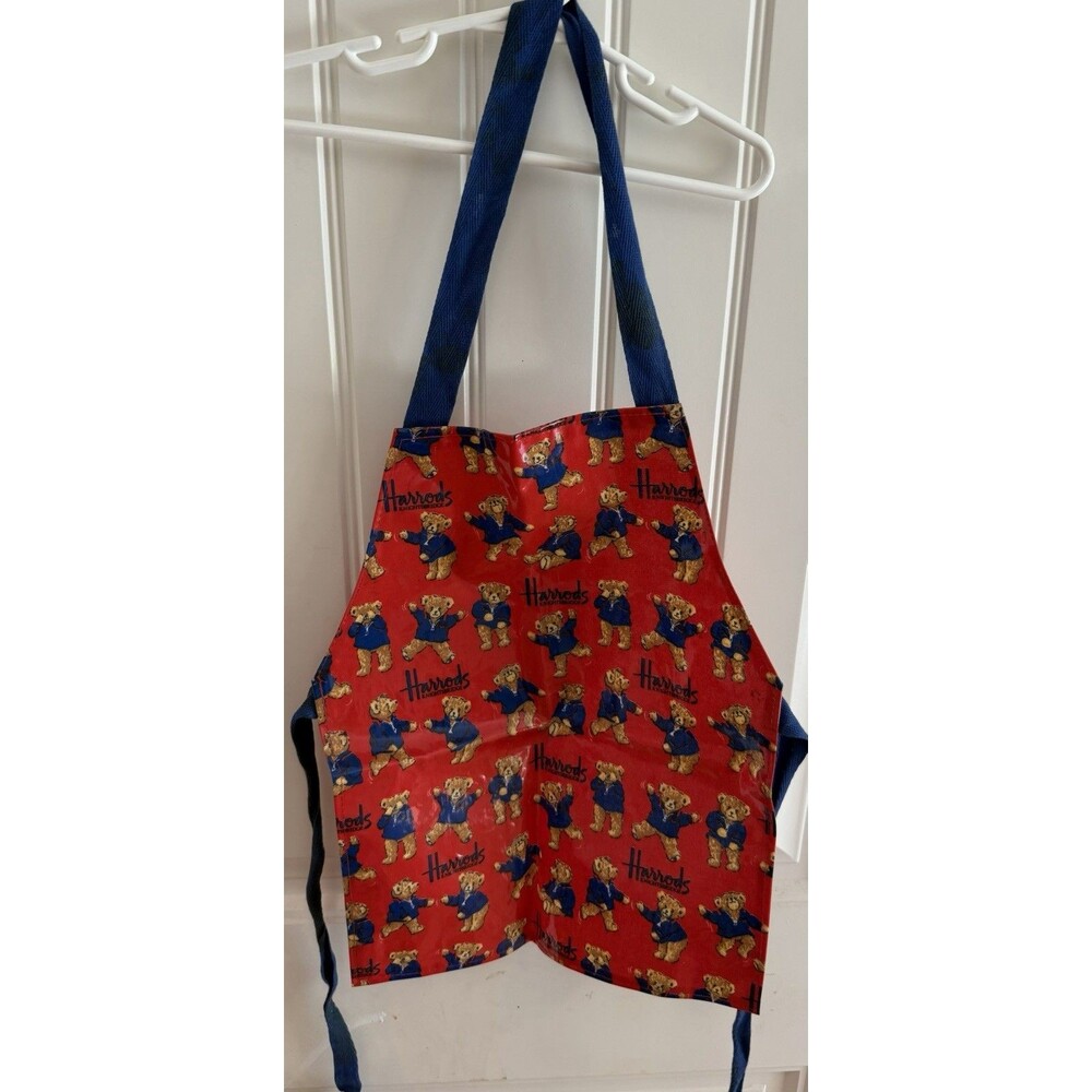 Harrods Childs Apron Bear London 100% Cotton Coated PVC Made In United Kingdom